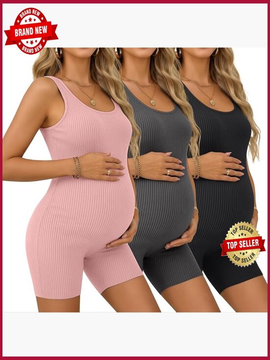Other - 3 Pack Maternity Bodysuits Ribbed Cotton Jumpsuit Yoga Shapewear Sleeveless